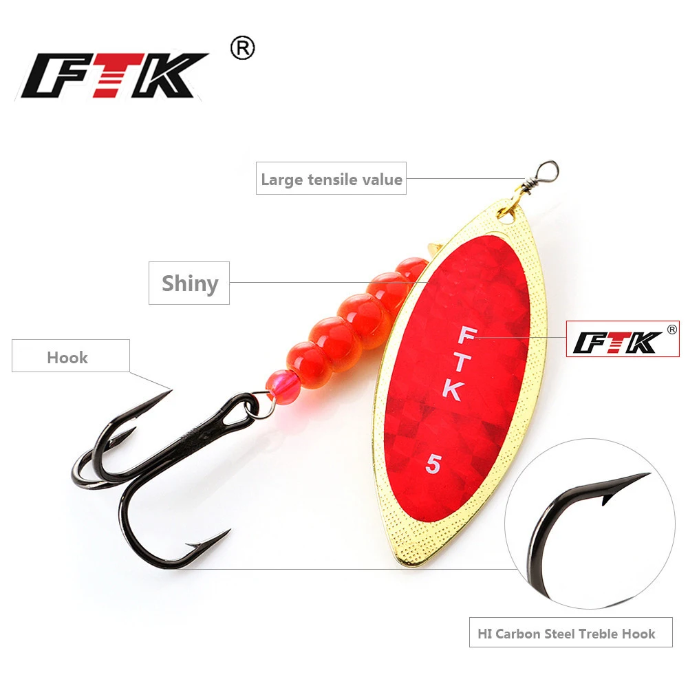 FTK-cebos giratorios de Metal para pesca, señuelo Artificial de 4g/7g/12g, 8g/28g, Wobbler, Isca - imagen 3