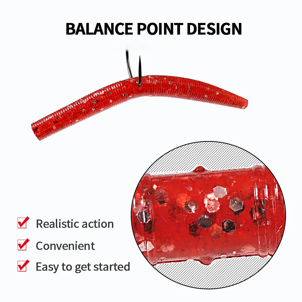 SUNMILE-señuelo de pesca suave, 3/4 pulgadas, Senko Worm Neko Rig, cebo Artificial, sábalo de silicona, para pesca de lubina - imagen 4