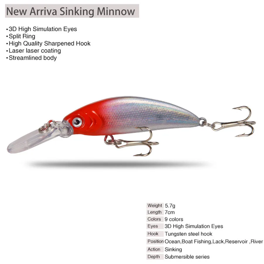 Crankbaits-señuelo de Pesca de trucha, cebo duro que se hunde con vibración, Artificial, Wobbler, para Lucio, Swimbait - imagen 3