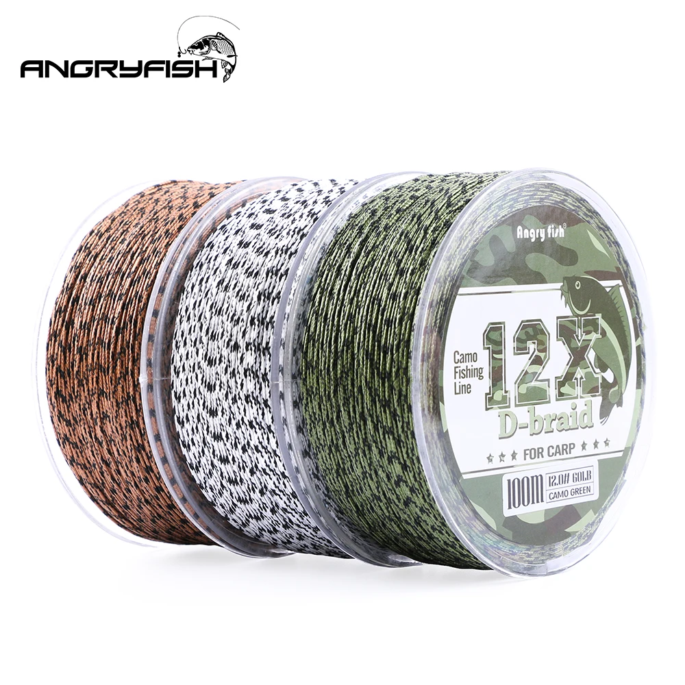 Sedal trenzado PE camuflaje Angryfish – 12 hebras para carpa