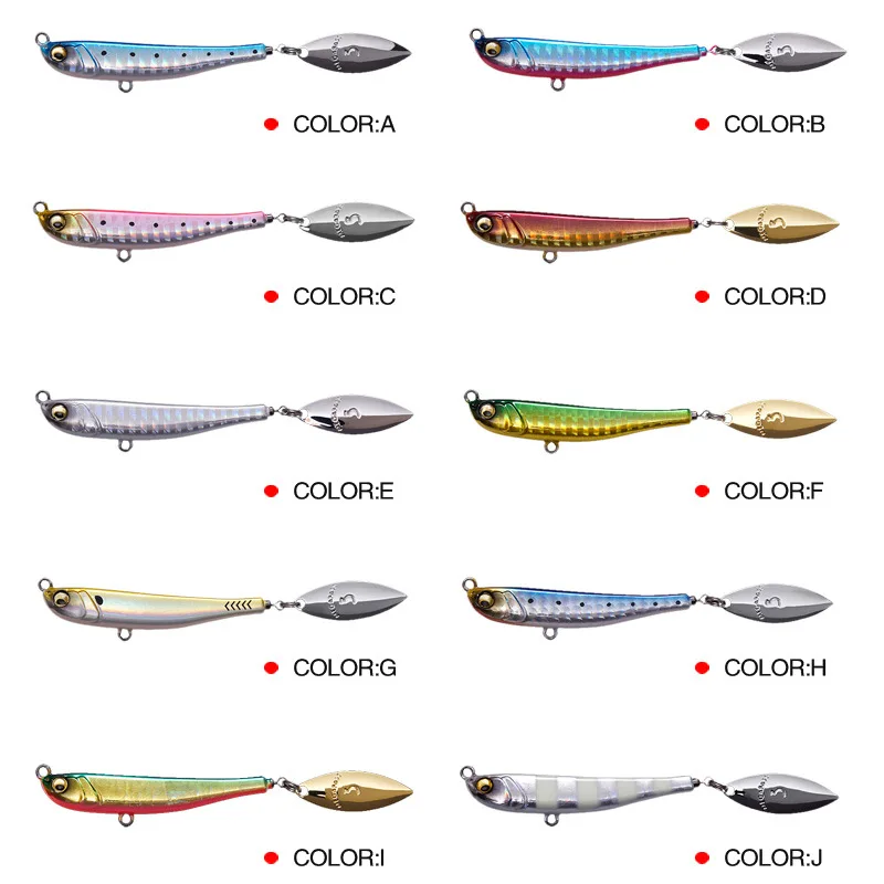 Señuelos giratorios de Metal para Pesca, cebos duros giratorios con vibración VIB, cuchara giratoria de 62mm y 30g, para trucha, aparejos de Pesca de invierno - imagen 3