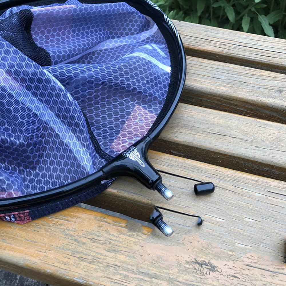 Redes de pesca de aleación de aluminio, herramientas de pesca plegables de carbono ligero, profundidad de agujero de malla, Red de inmersión de aterrizaje plegable, 35cm, 40cm, X157G - imagen 5