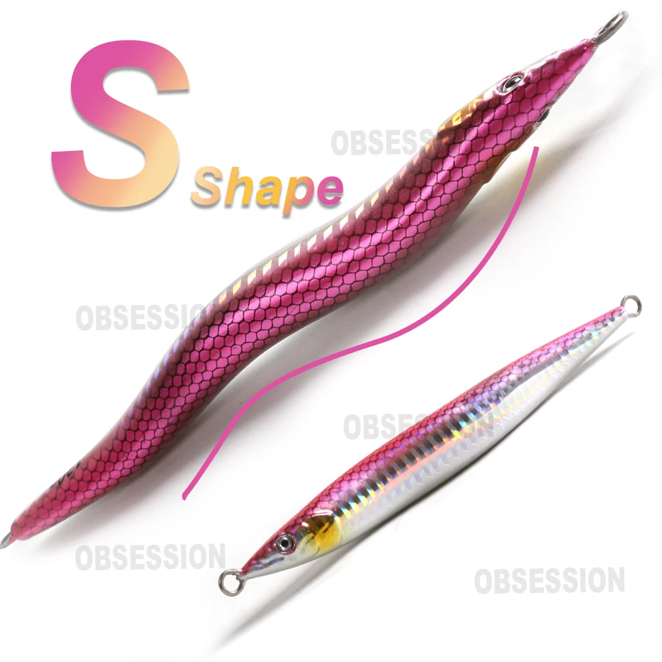 OBSESSION-señuelo de hundimiento lento en forma de S, cebo duro de 130g, 160g, 180g, cuchara de fundición a tierra que se hunde lentamente, aparejos de Pesca - imagen 4