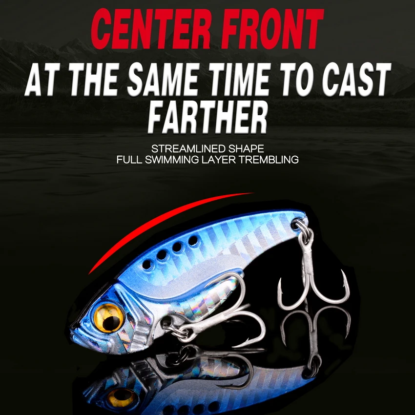 Señuelo de Pesca con cuchara giratoria VIB de Metal para invierno, 9 Uds., 3g, 7g, 10g, 15g, 20g, plantillas, cebos artificiales con vibración, señuelos para lubina y trucha, aparejos de Pesca - imagen 4