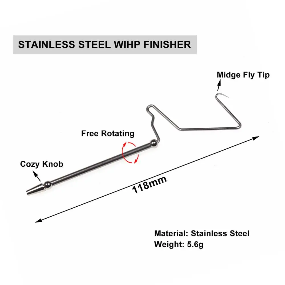 WIFREO, 1 unidad, látigo para atar moscas de acero inoxidable, acabado giratorio de latón, herramienta para atar moscas de pesca, herramientas para anudar ninfa de mosca seca - imagen 3
