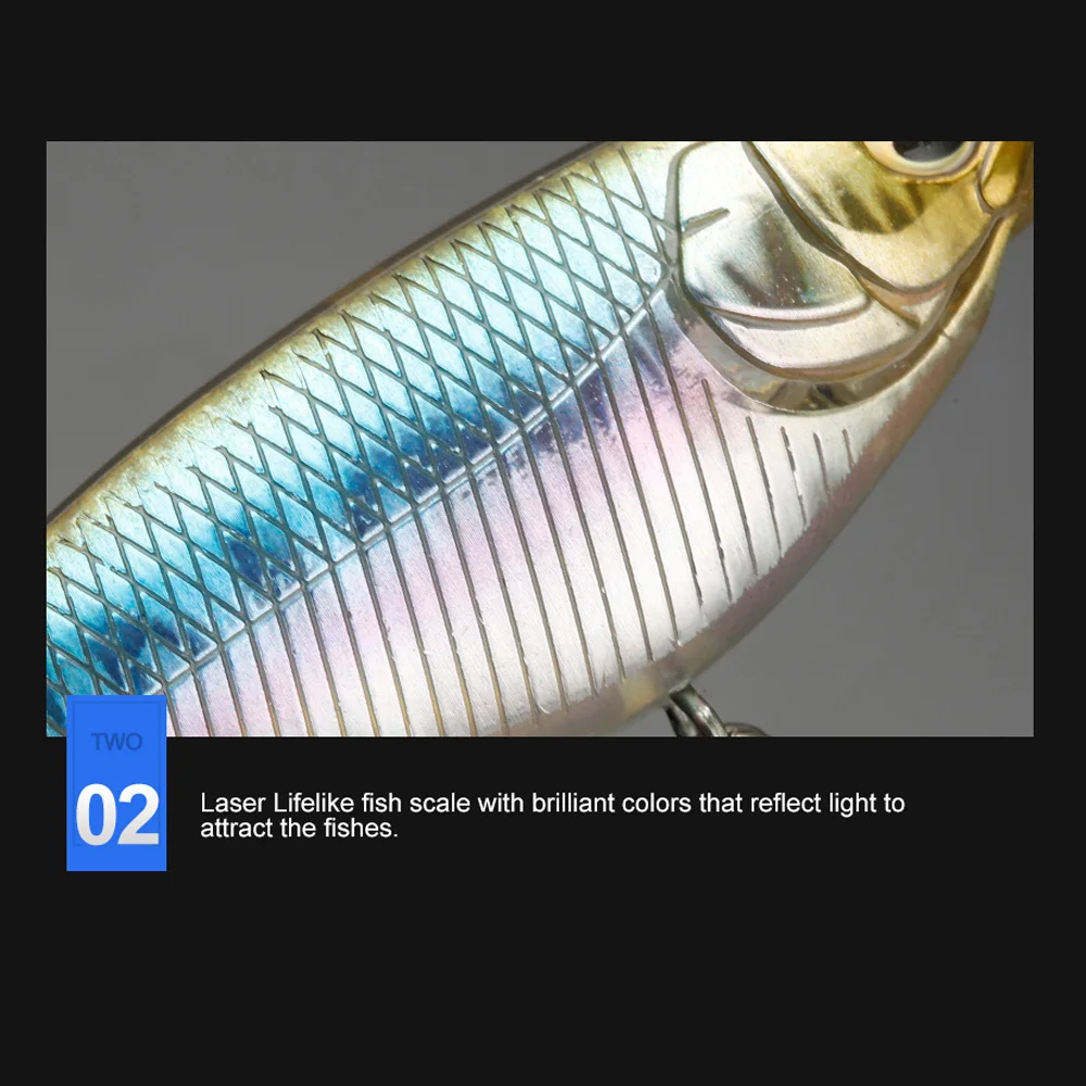 JOHNCOO-señuelo de pesca Popper, 70mm, 85mm, 5,8g, 10,5g, Plopper Whopper, señuelos de lubina, cebo de cola giratoria flotante, cebo duro Artificial - imagen 5
