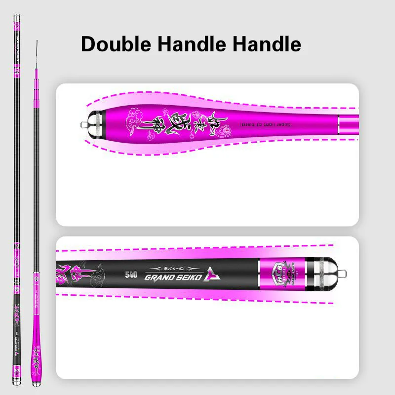 Caña de pescar de carbono, caña de pescar de 3,6 m-7,2 m, 46T, 28 Tonalty, sección corta, caña de pescar de Taiwán con doble mango - imagen 3