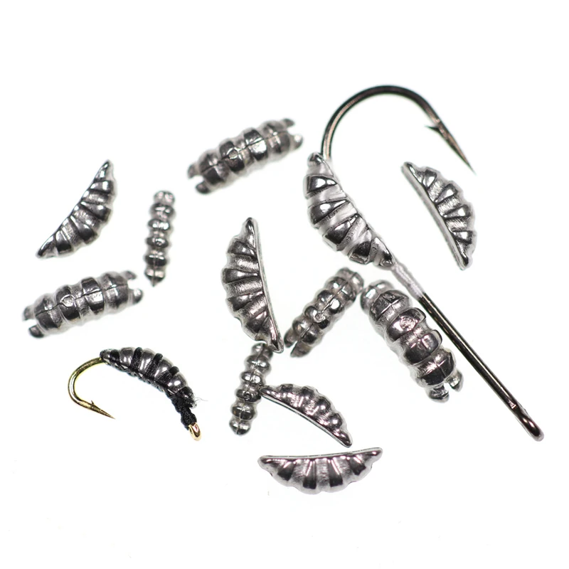 Bimoo 50 Uds. Plantillas ponderadas de Ninfa Scud para la espalda, anzuelo para el cuerpo, cuenta trasera, Material de atado de moscas de hundimiento rápido, accesorios de señuelo de pesca en hielo XS ~ L - imagen 3