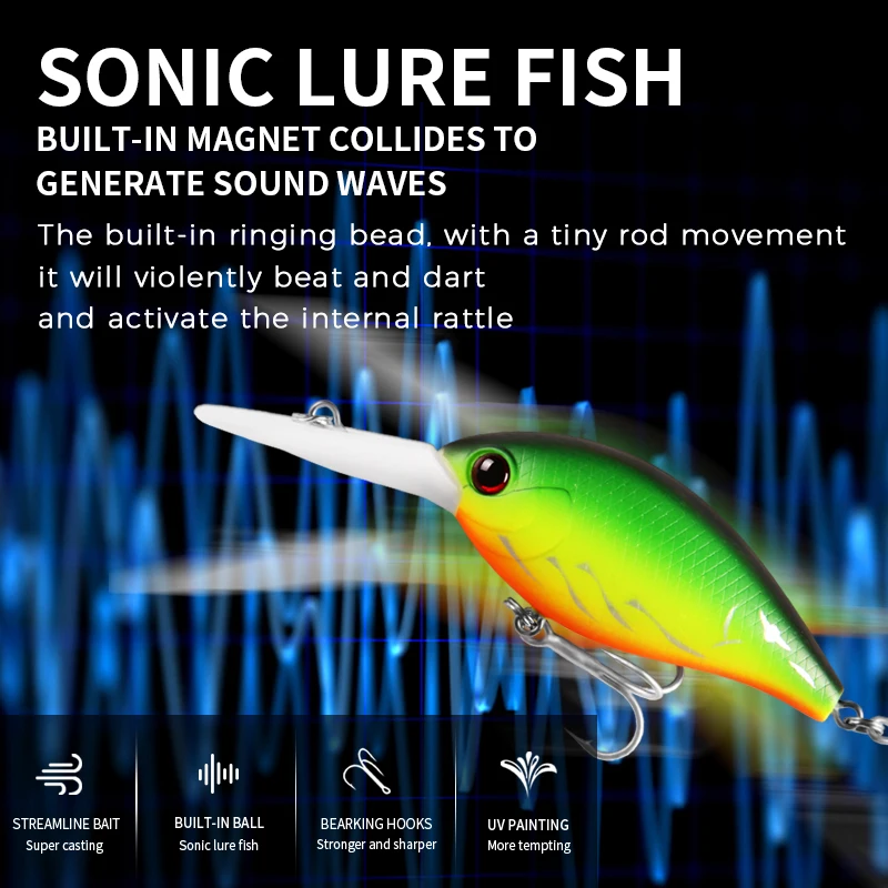 Modelo caliente Bearking, manivela de señuelo de pesca A+ 64 mm 16 g 6 colores para elegir bucear 2,5-3,2 m. aparejos de pesca cebo duro - imagen 3