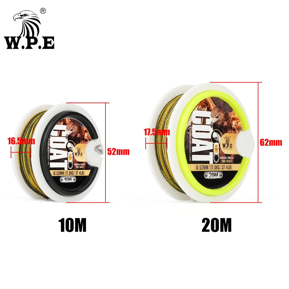 W.P.E-sedal de Pesca trenzado con revestimiento de 8 hebras, hilo de piel de 0,52mm, 17kg, 37,4 lb, para carpa, aparejos de Pesca - imagen 3