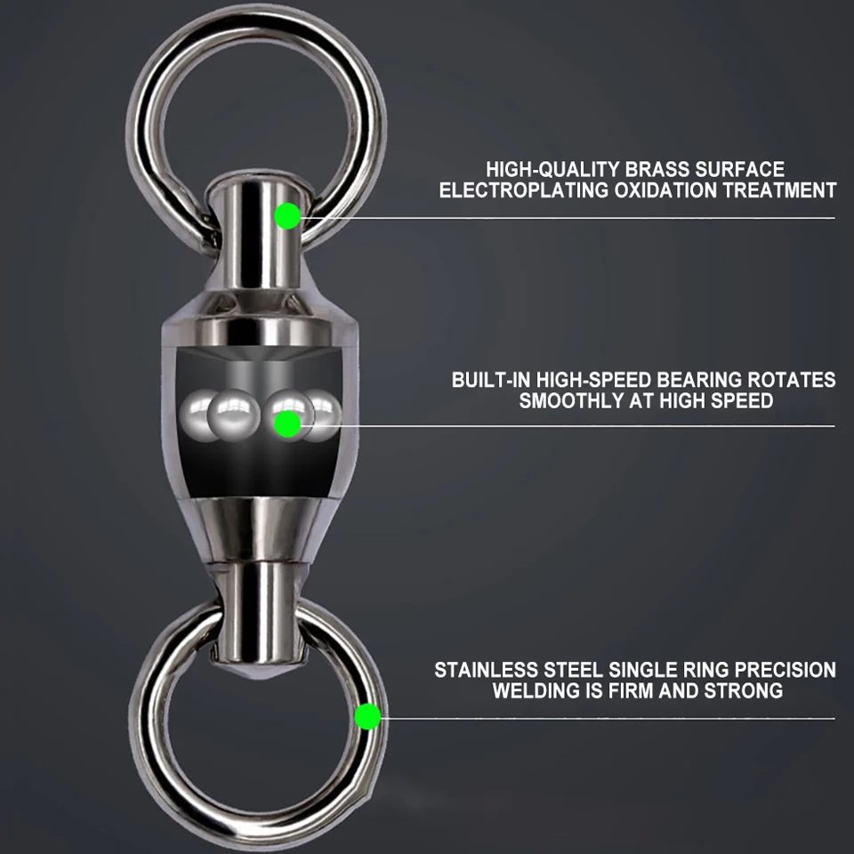 WALK FISH-rodamiento de bolas de acero inoxidable, 10 piezas, accesorios de pesca, broche giratorio 0-7 # - imagen 5