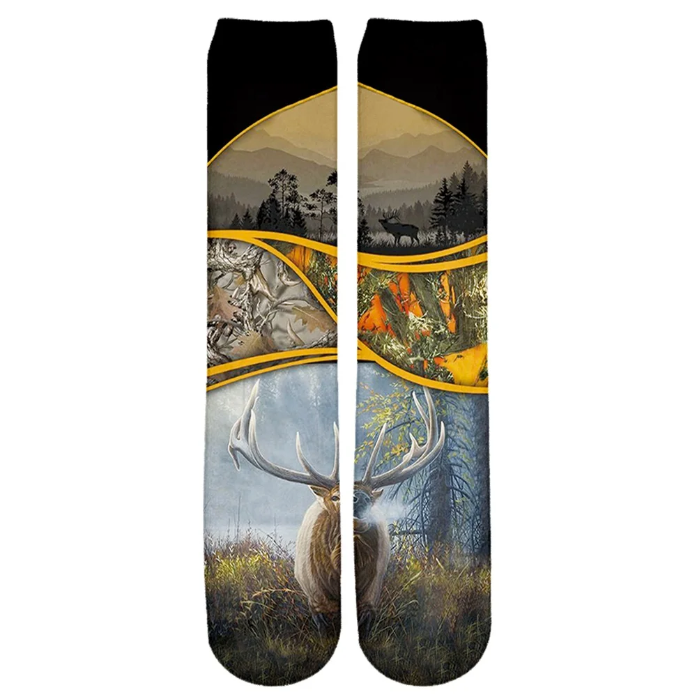 Calcetines de marca PLstar Cosmos, envío directo, nuevos calcetines de moda para hombre, calcetines de camuflaje para caza de alces, calcetines informales hasta la rodilla con estampado 3D Unisex - imagen 3