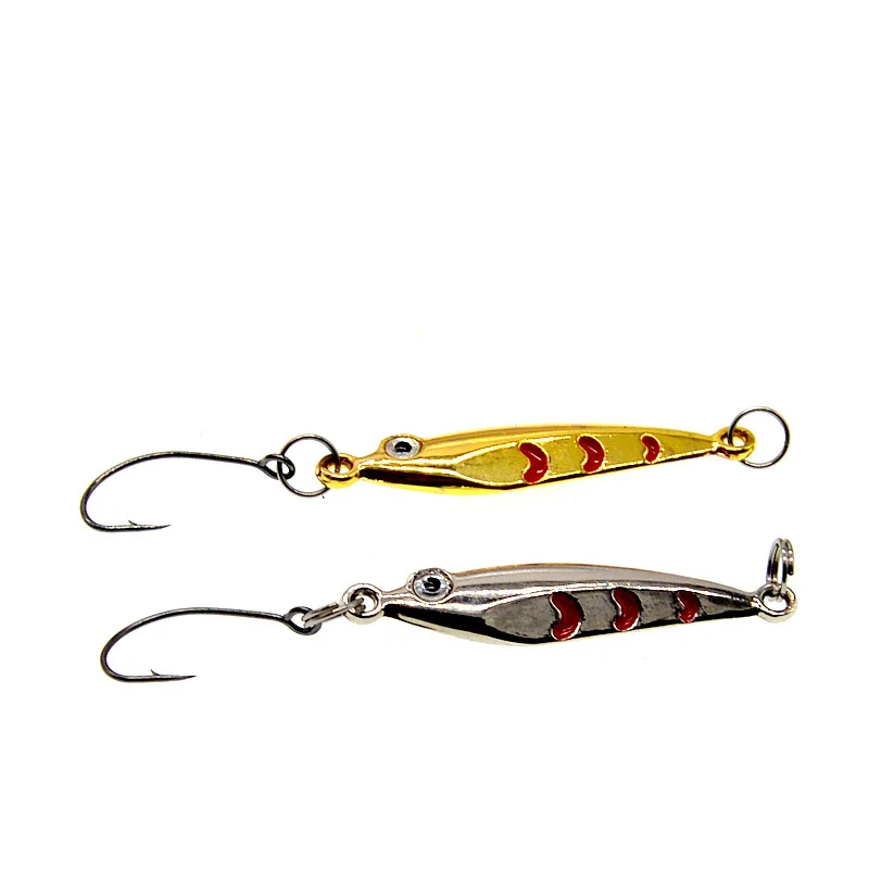 Señuelo de Micro cuchara de pesca, cebo duro de Metal Artificial Salmo, anzuelo de púas individuales, lote de 2 piezas, 1,5/2,5/3,5/5g - imagen 3