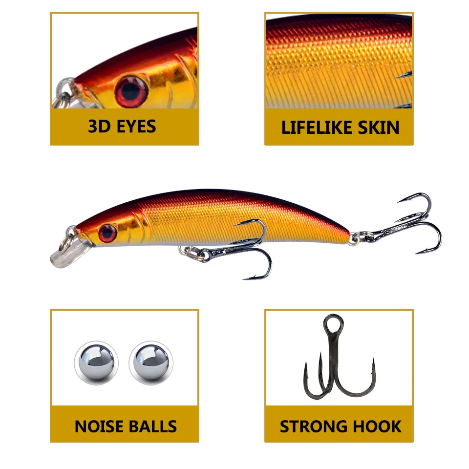Señuelo de pesca de pececillos que se hunde por 1 piezas, Wobblers de 8,5 cm, 8,5g, cebo Artificial duro, ojos 3D, cebos de plástico Crankbait de alta calidad - imagen 3