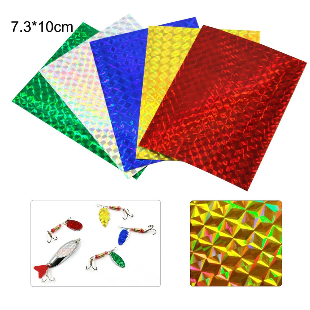 Pegatina de señuelo de pesca, 7,3x10cm, láser, impermeable, holográfico, bricolaje, piel de pescado, pegatinas para atar moscas, 15 unidades - imagen 3