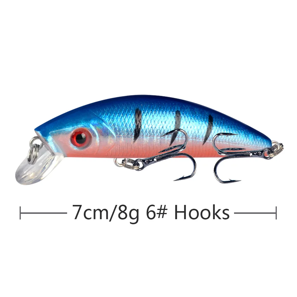 1 unidad, 8g, 7cm, que se hunden Señuelos de Pesca de lubina, curricán Artificial duro, Crankbait, aparejos de Pesca de carpa - imagen 5