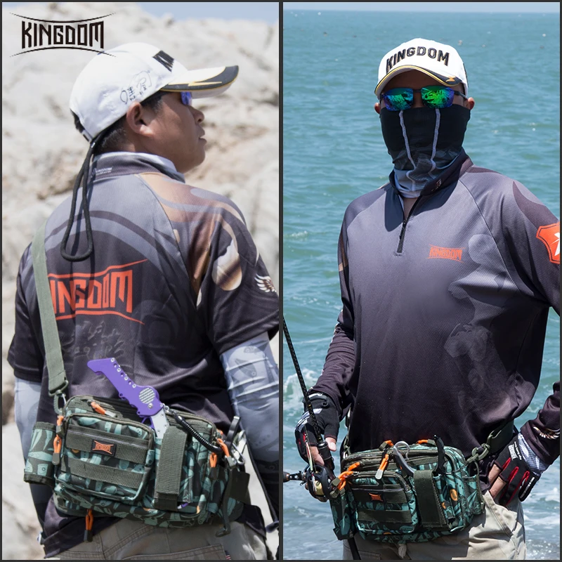 Kingdom-bolsas impermeables para aparejos de pesca, mochila de nailon multifuncional portátil de 31x18x16cm, bolso de hombro, riñonera para pesca - imagen 4