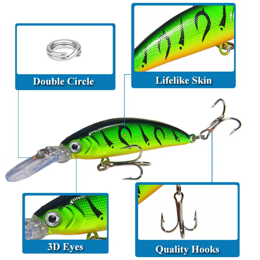 Crankbaits-señuelo de Pesca de trucha, cebo duro que se hunde con vibración, Artificial, Wobbler, para Lucio, Swimbait - imagen 2
