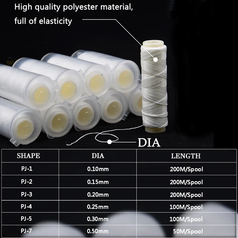 Carrete de hilo elástico de nailon de alta resistencia, PJ1-5 Invisible, cebo de poliéster, línea flotante, señuelo de pesca de mar, accesorios de aparejos de alambre, 1 ud. - imagen 3