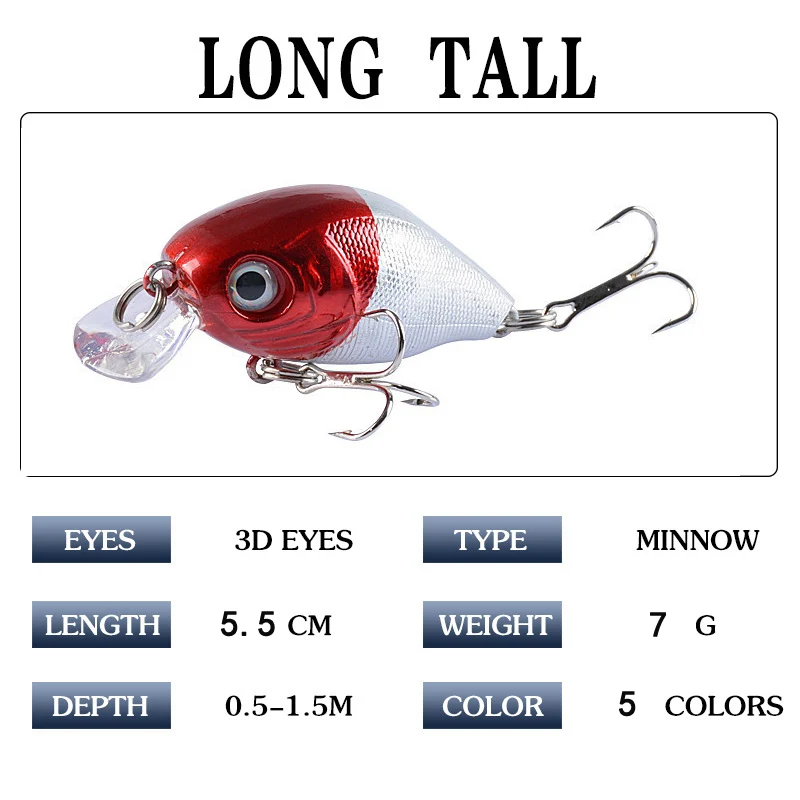Crankbait-señuelo de Pesca de 5,5 Cm, 7,1g, Minnow duro, Wobbler, manivela gruesa, aparejos de Pesca Isca, cebo Artificial