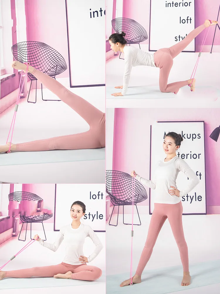 Expansor de pecho de 8 palabras, goma para gimnasio, cuerda de tracción para entrenamiento muscular, bandas elásticas para ejercicio deportivo - imagen 4