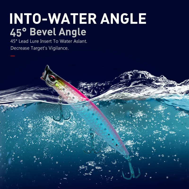 Señuelo de pesca Kingdom Topwater Popper 7,5g 12,8g 18,5g cebos duros artificiales de fundición lejana Wobblers de alta calidad señuelos de acción Z - imagen 4