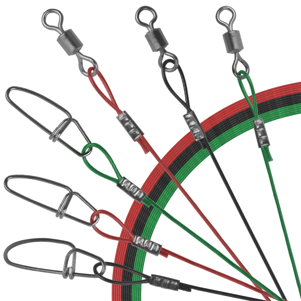 Correas de hilo de pescar líder de alambre de acero, 40/100 Uds., 50CM, 150LB, resistente, antimordida, gran juego, plantilla de atún, aparejos de pesca de carpa - imagen 5