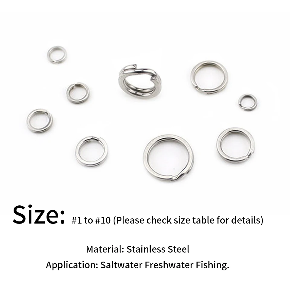 500 unids/lote de anillos divididos de pesca de acero inoxidable, anillos para señuelos, conector, anillo de pesca No se oxida en agua salada, accesorios para carpa - imagen 3