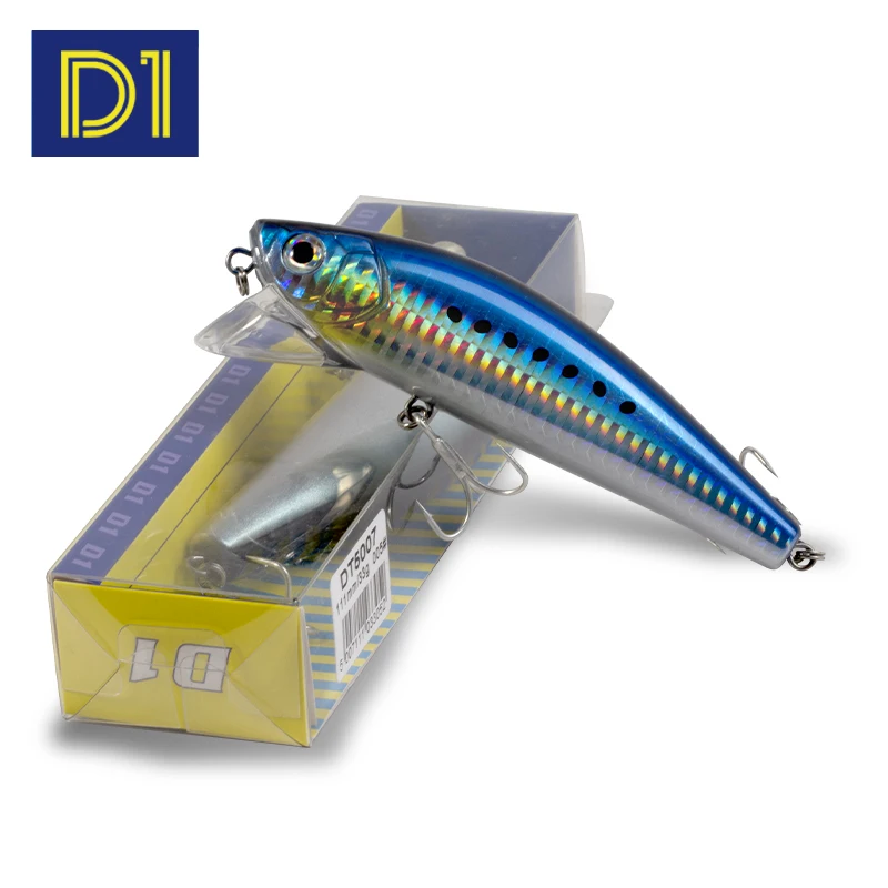 D1-señuelo de Pesca superflotante, anzuelo de Pesca de plástico duro para Lucio, aparejos de lubina, 111mm, 33g - imagen 4