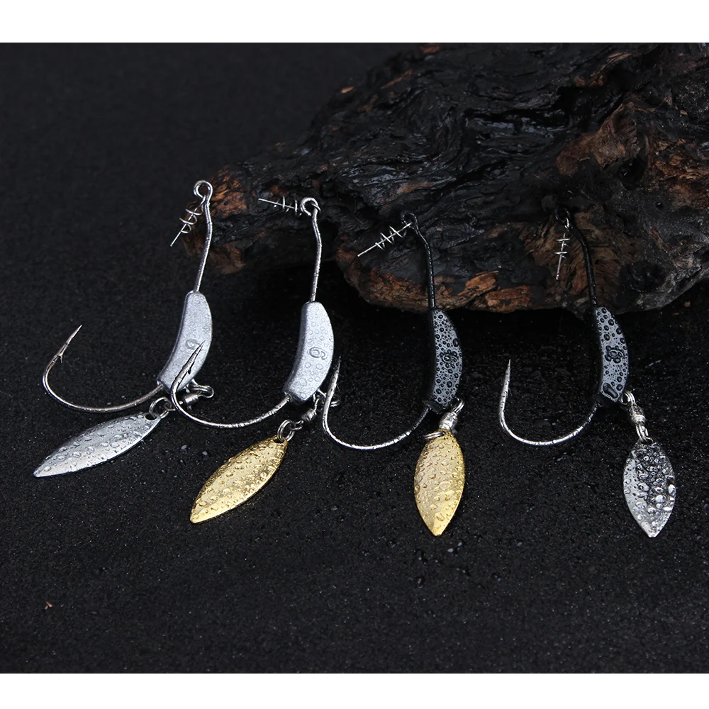 NGB 2g 3g 4g 5g 6g 7g 9g anzuelo de manivela de acero alto en carbono con señuelo de cuchara de Metal anzuelos de pesca compensados con púas cebo aparejos de Lucio - imagen 4