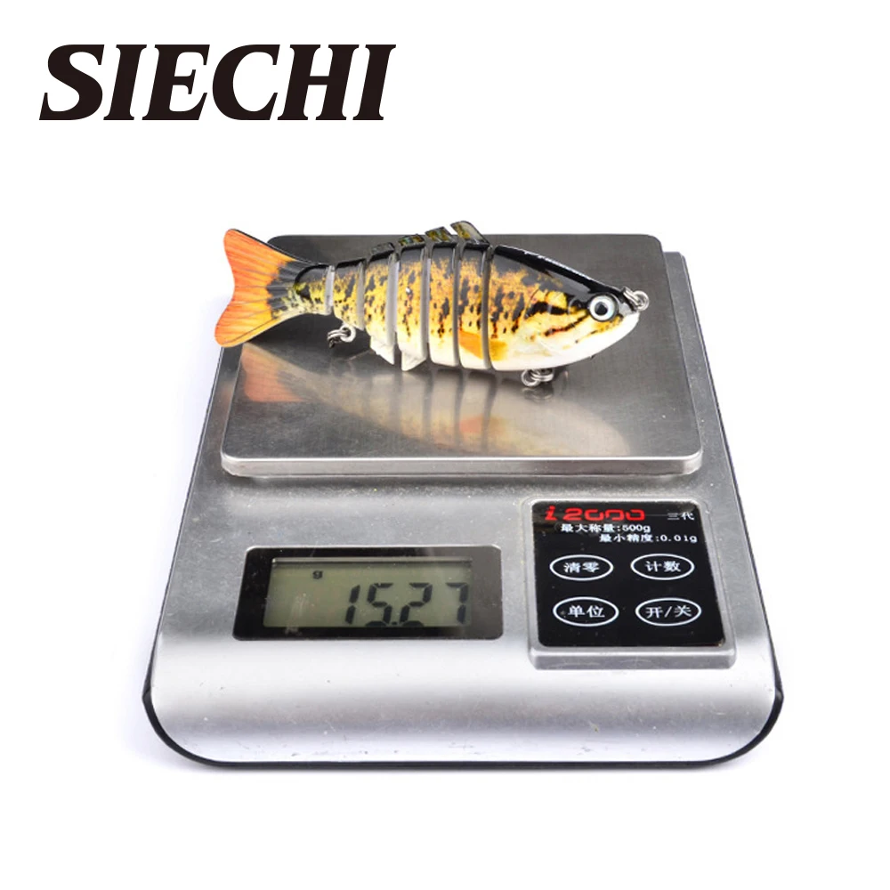 SIECHI-señuelo de Pesca de 10cm, 15,5g, ojos 3D, 7 segmentos, Crankbait duro realista, Wobblers de hundimiento, cebos de Pesca de 2 ganchos - imagen 3