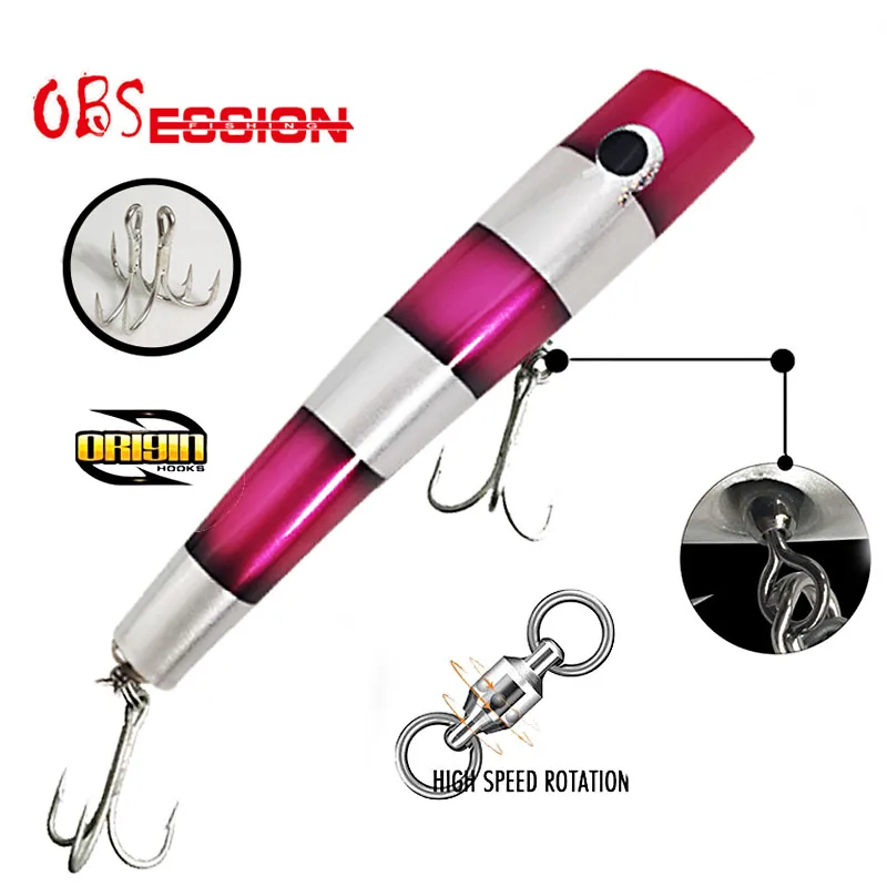 OBSESSION Origin-anzuelos Popper de pesca, de 120g señuelo de madera, superficie de cebo de arrastre, duradero, lerrue - imagen 2