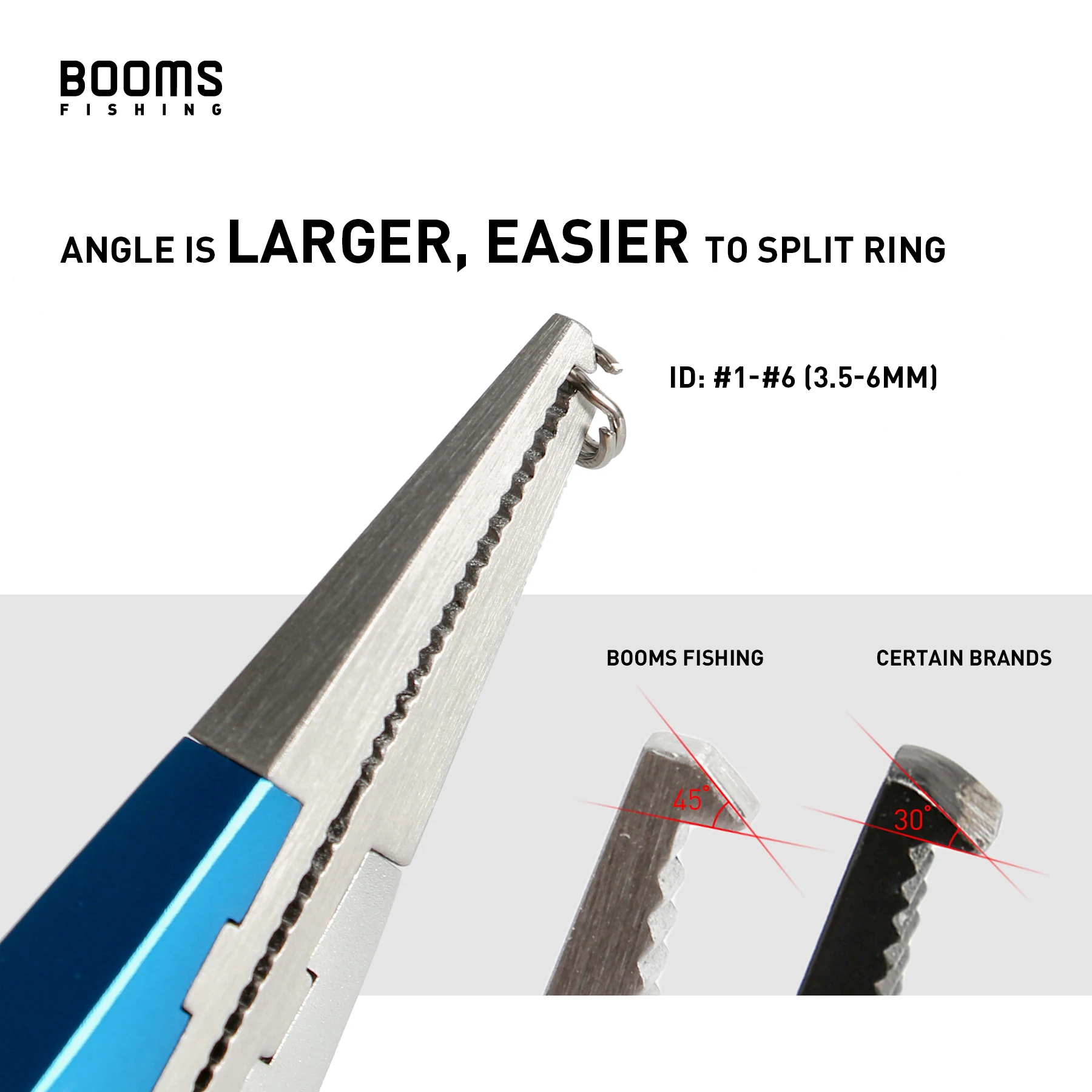 Booms Fishing X05-Alicates de aluminio para pesca, removedores de anzuelos de acero inoxidable, corte de línea trenzada y anillo dividido con C - imagen 3