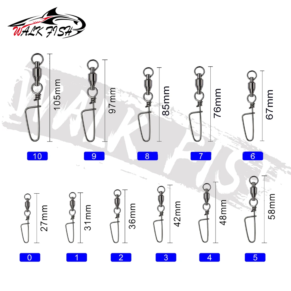 WALK FISH-rodamiento de bolas de acero inoxidable, 10 piezas, accesorios de pesca, broche giratorio 0-7 # - imagen 2