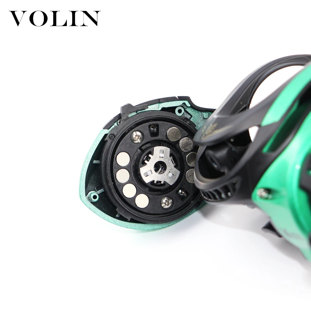 Volin-carrete de pesca de Baitcasting, sistema de frenado magnético y centrífugo, 6,3: 1, carrete de aluminio para caña de pescar para trucha - imagen 4