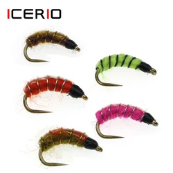 ICERIO-anzuelo de pesca con mosca, 5 piezas, Barbless, Cezch Nymph Scud Caddis, trucha, señuelo de pesca con mosca, cebos #12, anzuelo de mosca sin púa
