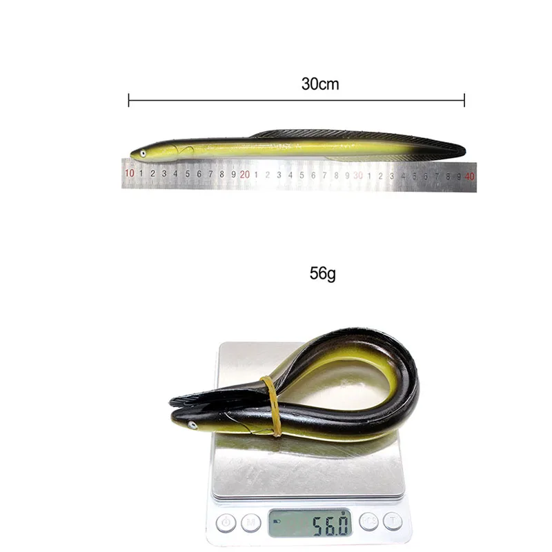 Anguila de mar Swimbait 30cm 56g Wobblers pez Pollock arena barco suave/grande/Artificial/silicona/cebo falso para señuelo de pesca/aparejos - imagen 5
