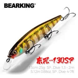 Bearking 13cm 25g bolas de tungsteno de fundición larga nuevo modelo Señuelos de pesca cebo duro buceo 1,3 - 2m pececillo profesional de calidad