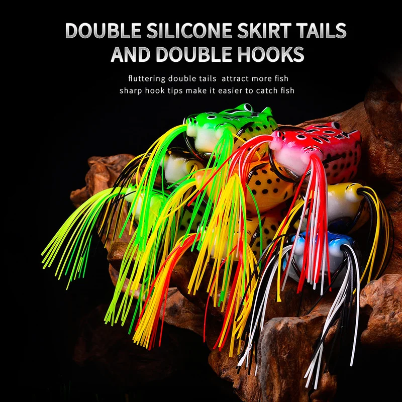 Kit de señuelos en forma de rana, 50 piezas, 5G, 8G, 15G, cebo de pesca de plástico de tubo suave con anzuelos para peces, rana de rayo Topwater, ojos artificiales 3D - imagen 5