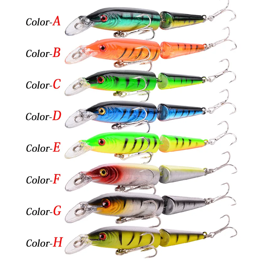 1 Uds. Señuelo de pesca multiarticulado Artificial realista 10,5 cm/9g cebo duro de 2 segmentos 6 #   Anzuelo Wobblers Cebo de pesca marítima - imagen 2