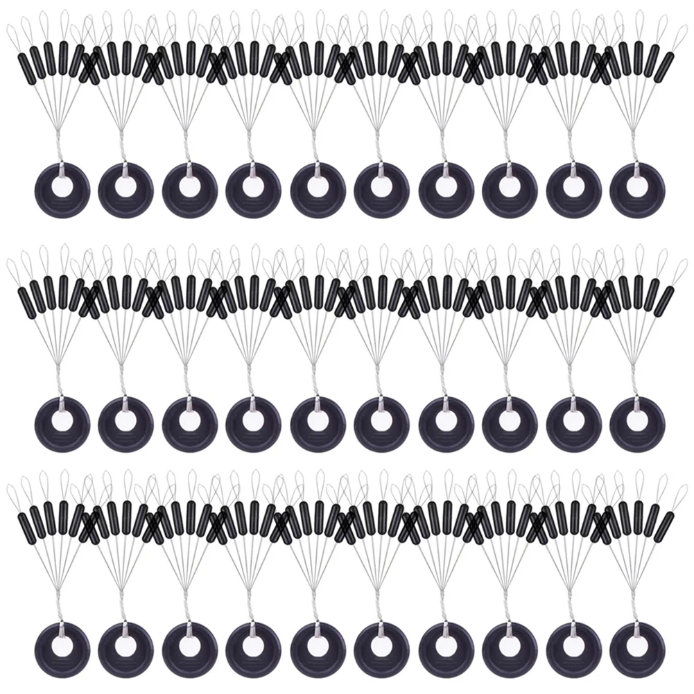 120 unids/20 juegos por lote, muy recomendado S M L, frijoles espaciales de goma negra, tapón ovalado, flotador de pesca, Flotador de bagre, flotador de pesca - imagen 3