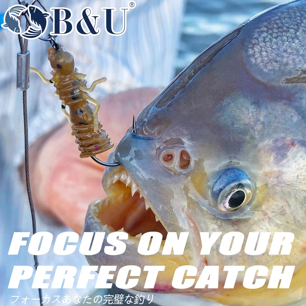 B & U Larva Señuelos de pesca blandos señuelos artificiales Wobblers de silicona para Lucio Swimbait Jigging cebos de plástico gusano - imagen 3