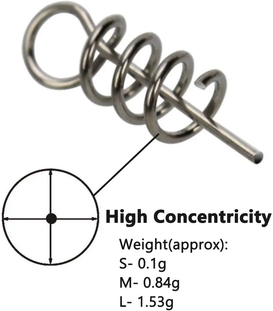 Tornillo de pesca con bloqueo de giro de resorte, señuelo suave, resortes de acero inoxidable, pestillo de pesca, aguja de tornillo para señuelos, 200 Uds. - imagen 2