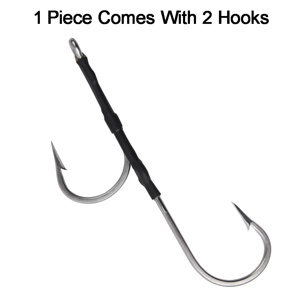 Anzuelos de asistencia para pesca, anzuelos afilados de acero inoxidable para pesca de tiburón, para rodapiés, señuelos de arrastre, tamaño 6/0-13/0, 5 unidades - imagen 5