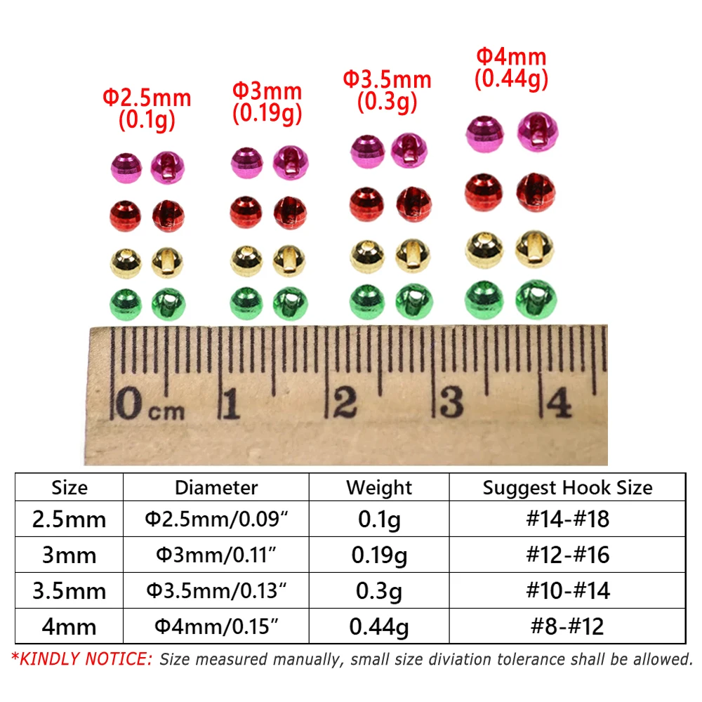 Bimoo-Cuentas de tungsteno ranuradas para discoteca, Bola de pesca facetada, anzuelo de plantilla de peso, hundimiento rápido, cuentas de atado de moscas de Ninfa, 2,5mm-4mm - imagen 2