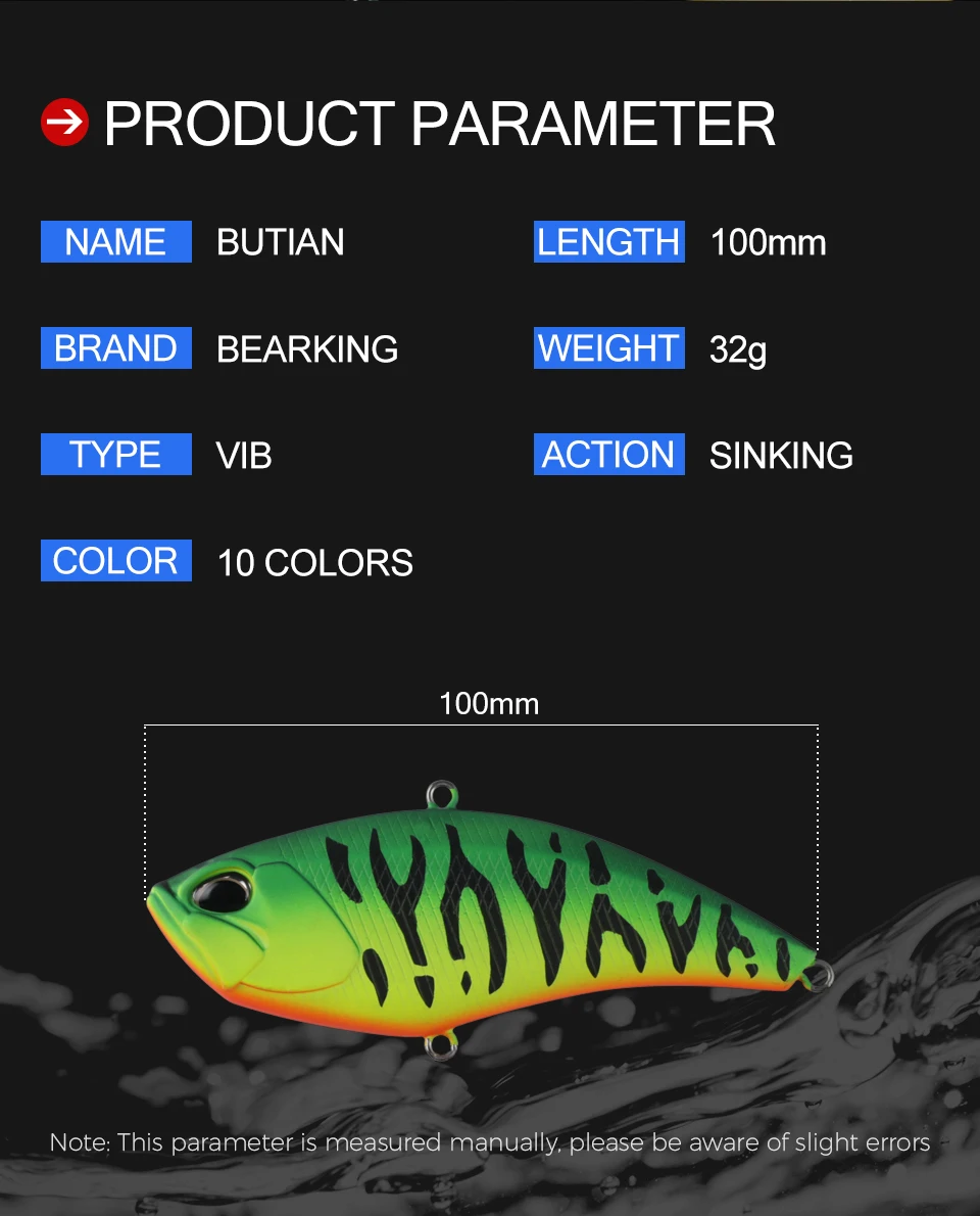 Señión de pesca versátil y vibrante Buthan Perfecto para una variedad de estilos de pesca con su longitud de 100 mm y 32 g de peso