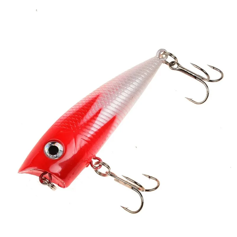 Señuelo de pesca Popper de 6cm/6,5g, cebo duro Artificial Topwater, lubina, trucha, Lucio, Wobbler, aparejos de pesca con 2 anzuelos triples, 1 unidad - imagen 3