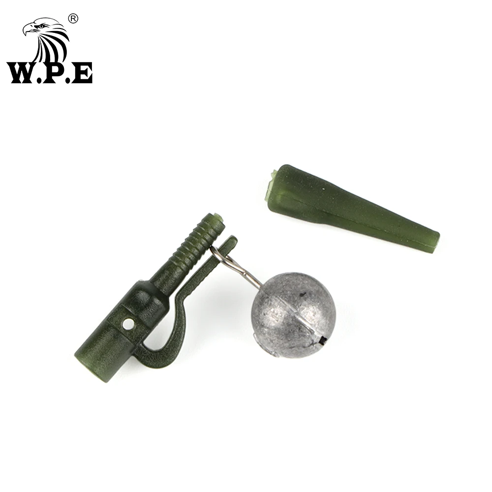 W.P.E-Juego de Clips de plomo para Pesca de carpa europea, aparejos de Terminal, cono de goma de cola de seguridad, Kit de accesorios para Pesca de carpa, 1 juego/30 piezas - imagen 4