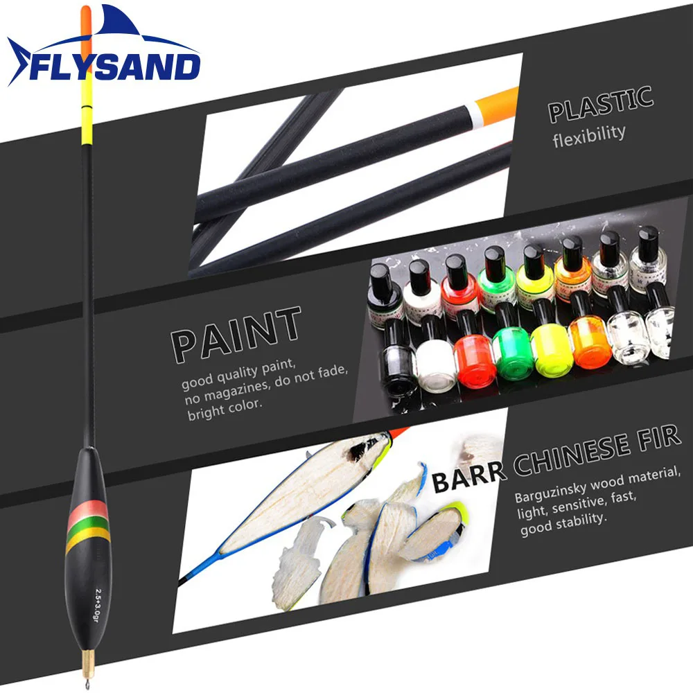 FLYSAND-Kit de cebos de pesca de madera de Balsa, flotadores de pesca duraderos de alta sensibilidad, multiusos, aparejos de alimentación de peces, 5 tamaños - imagen 3
