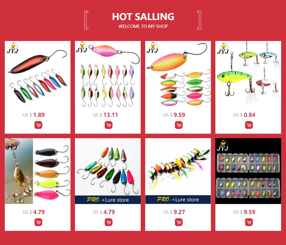Señuelos JYJ mostrando su diseño de metal duro y 2.5g-4.5g para pesca de trucha